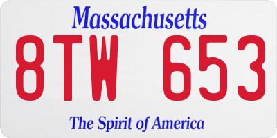 MA license plate 8TW653
