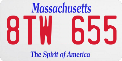 MA license plate 8TW655