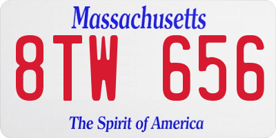 MA license plate 8TW656
