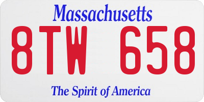 MA license plate 8TW658