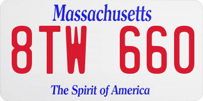 MA license plate 8TW660