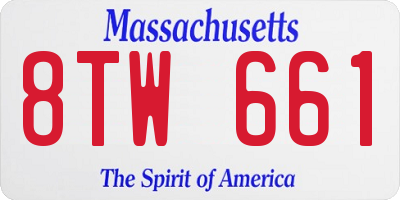 MA license plate 8TW661