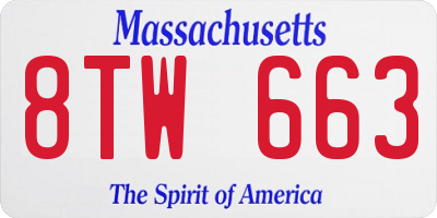 MA license plate 8TW663