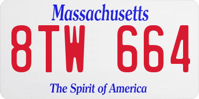 MA license plate 8TW664