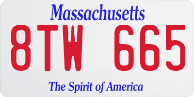 MA license plate 8TW665