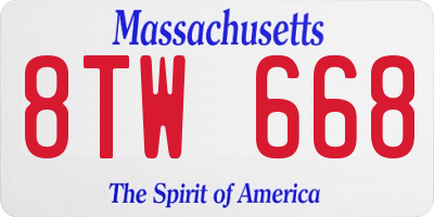 MA license plate 8TW668