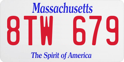 MA license plate 8TW679