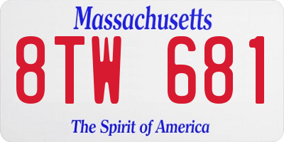 MA license plate 8TW681