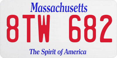 MA license plate 8TW682