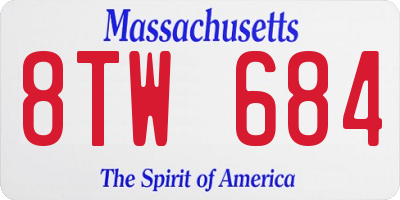 MA license plate 8TW684
