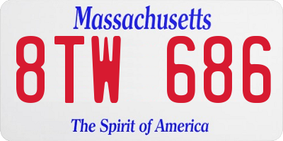 MA license plate 8TW686