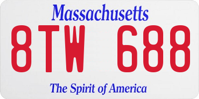 MA license plate 8TW688