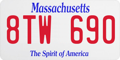 MA license plate 8TW690