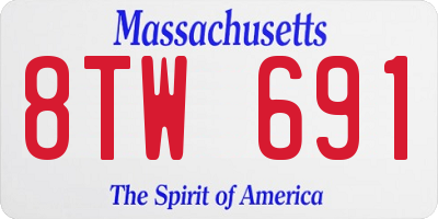 MA license plate 8TW691