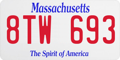 MA license plate 8TW693