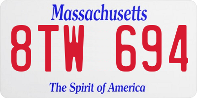 MA license plate 8TW694