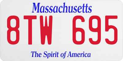 MA license plate 8TW695
