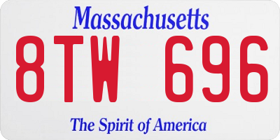 MA license plate 8TW696