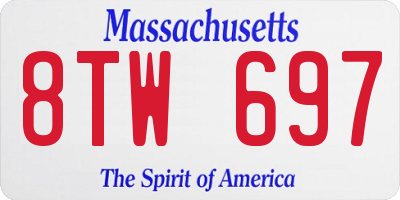MA license plate 8TW697