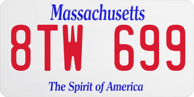 MA license plate 8TW699