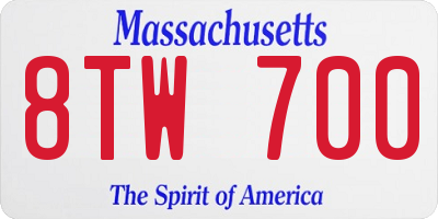 MA license plate 8TW700