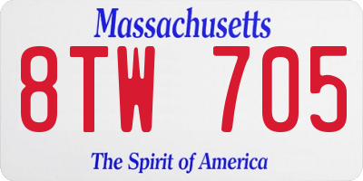 MA license plate 8TW705