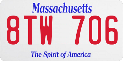 MA license plate 8TW706