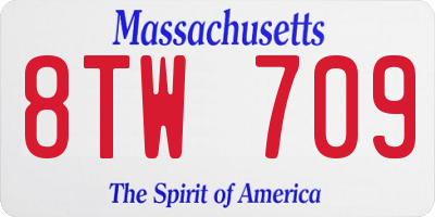 MA license plate 8TW709