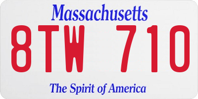 MA license plate 8TW710