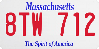 MA license plate 8TW712