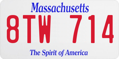 MA license plate 8TW714