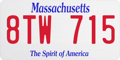 MA license plate 8TW715