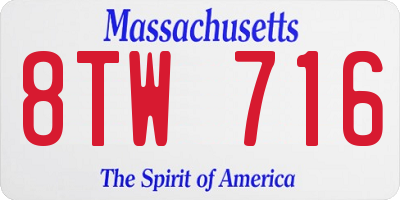 MA license plate 8TW716