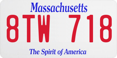 MA license plate 8TW718
