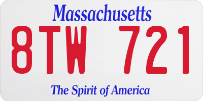 MA license plate 8TW721