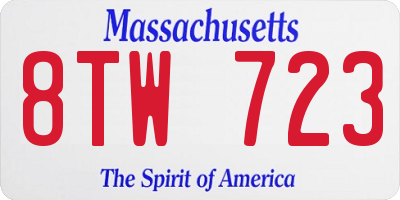 MA license plate 8TW723
