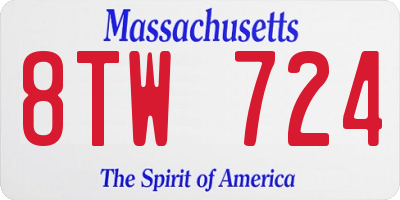 MA license plate 8TW724