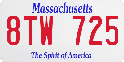 MA license plate 8TW725