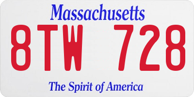 MA license plate 8TW728