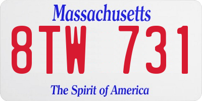 MA license plate 8TW731