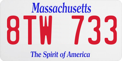MA license plate 8TW733