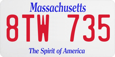 MA license plate 8TW735