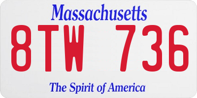 MA license plate 8TW736