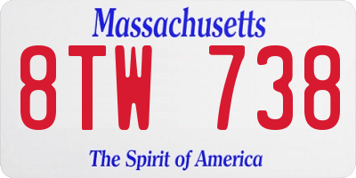 MA license plate 8TW738