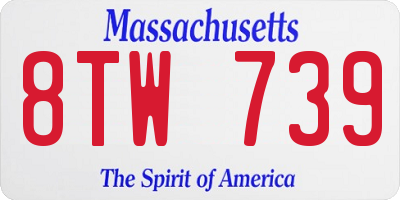 MA license plate 8TW739