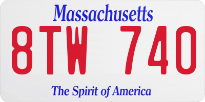 MA license plate 8TW740