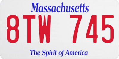 MA license plate 8TW745