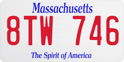 MA license plate 8TW746