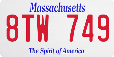 MA license plate 8TW749