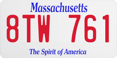 MA license plate 8TW761